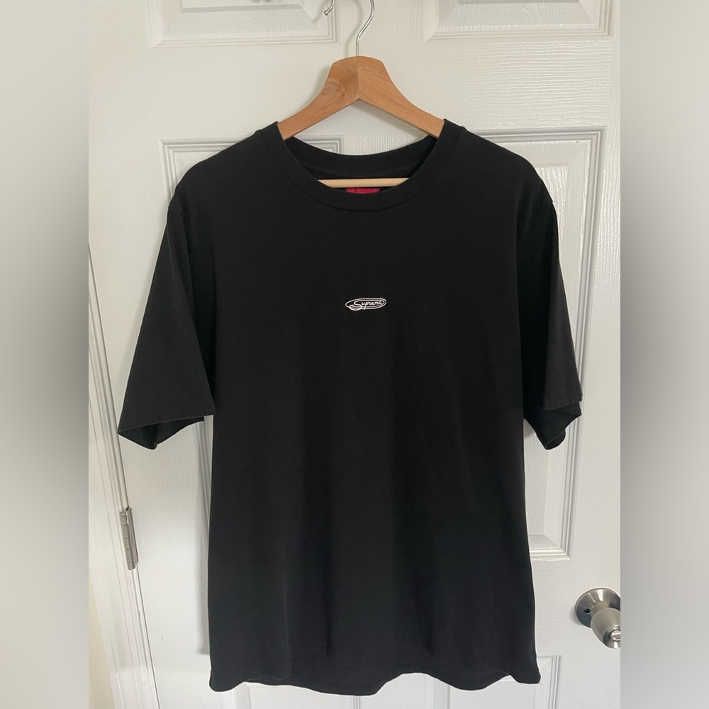 FW20 Supreme Oval S/S Top Black- Large- Short sleeve T-shirt Embroidered Logo